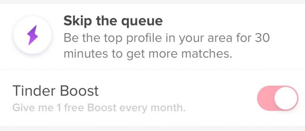 1 free boost a month tinder plus and gold settings
