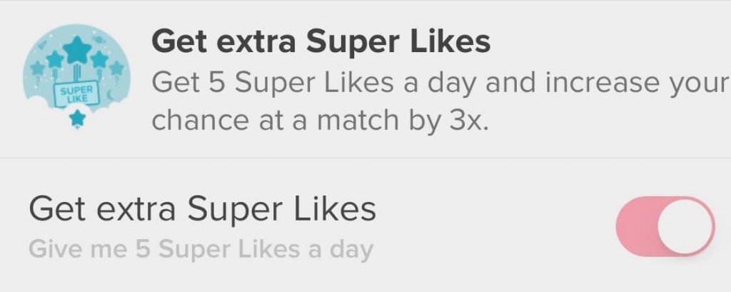 5 superlikes a day tinder plus gold settings