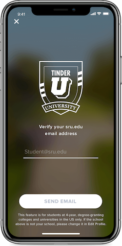 Tinder U University verify Email Screen