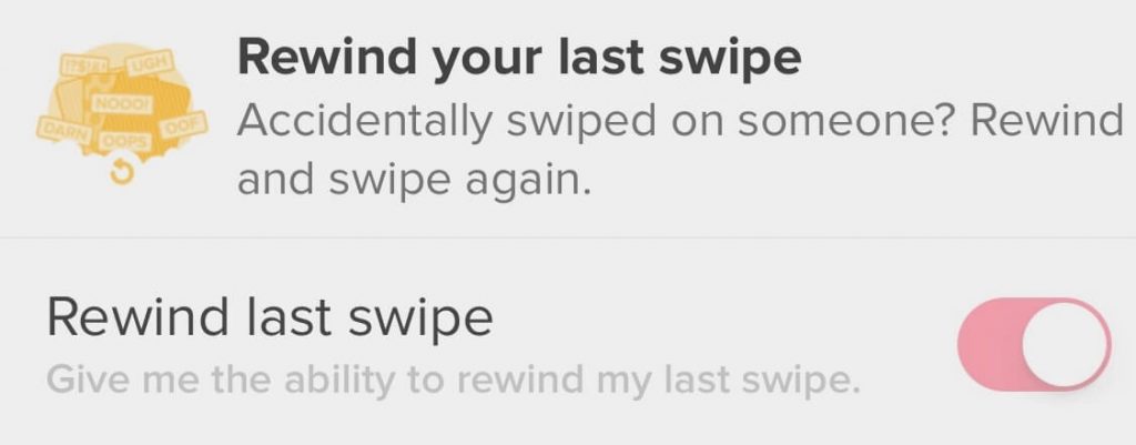 rewind tinder plus and gold settings