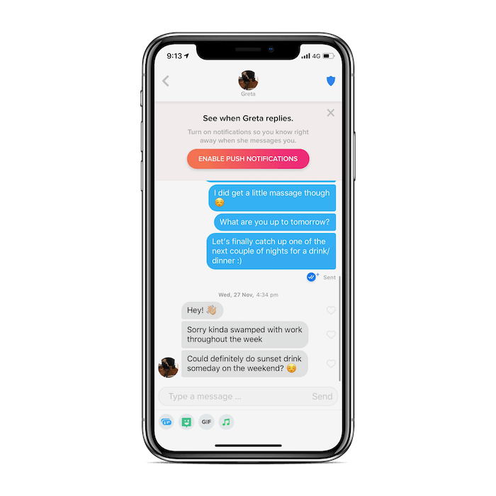 On iphone tinder message notification Should I