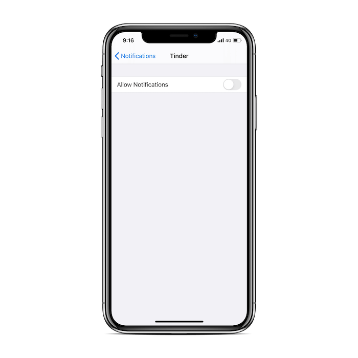 Tinder Notifications iOS 13 - Notifications Off