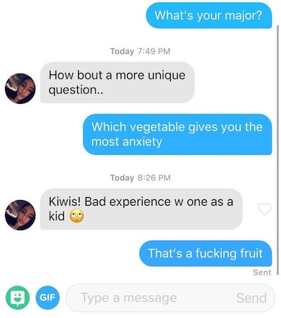 Funny Tinder Conversations - I also have had bad experiences with kiwis