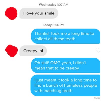 Funny Tinder Conversations : The tooth collector