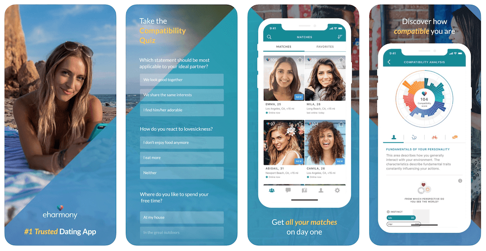Best Dating Apps eHarmony screens