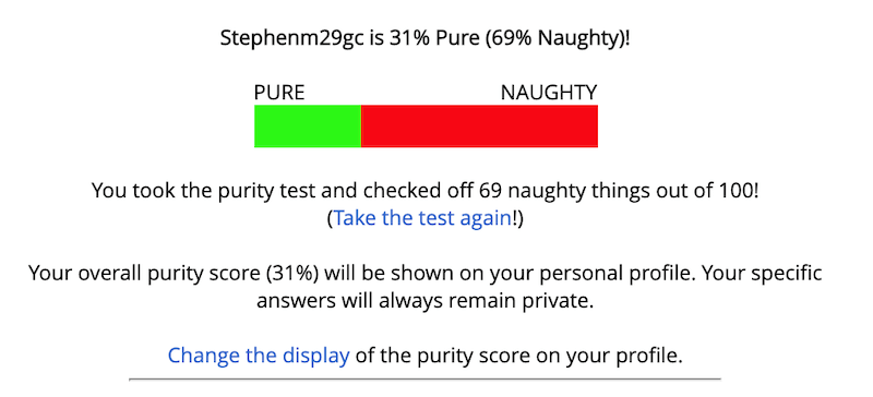 AdultFriendFinder Review Purity Test Results