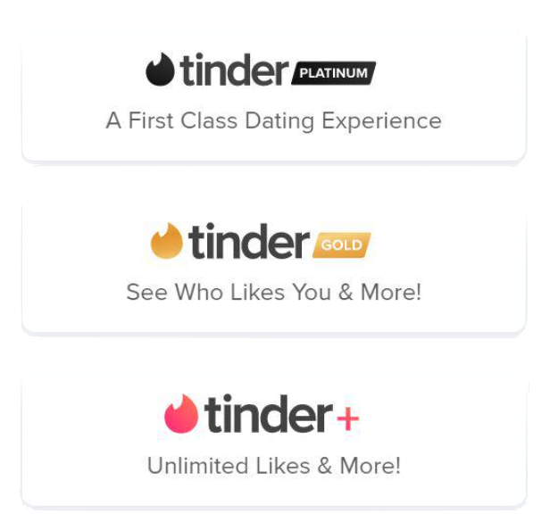 Tinder Gold vs Tinder Platinum - 3 membership options