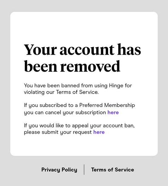 Why Do I Get No Matches On Hinge - account removed