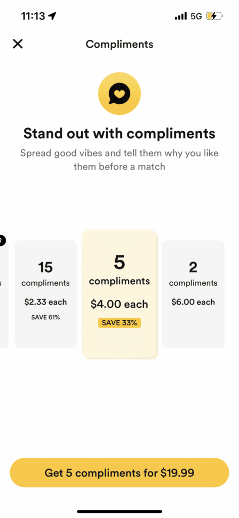 What Is Bumbles Compliment Feature - bumble compliments price